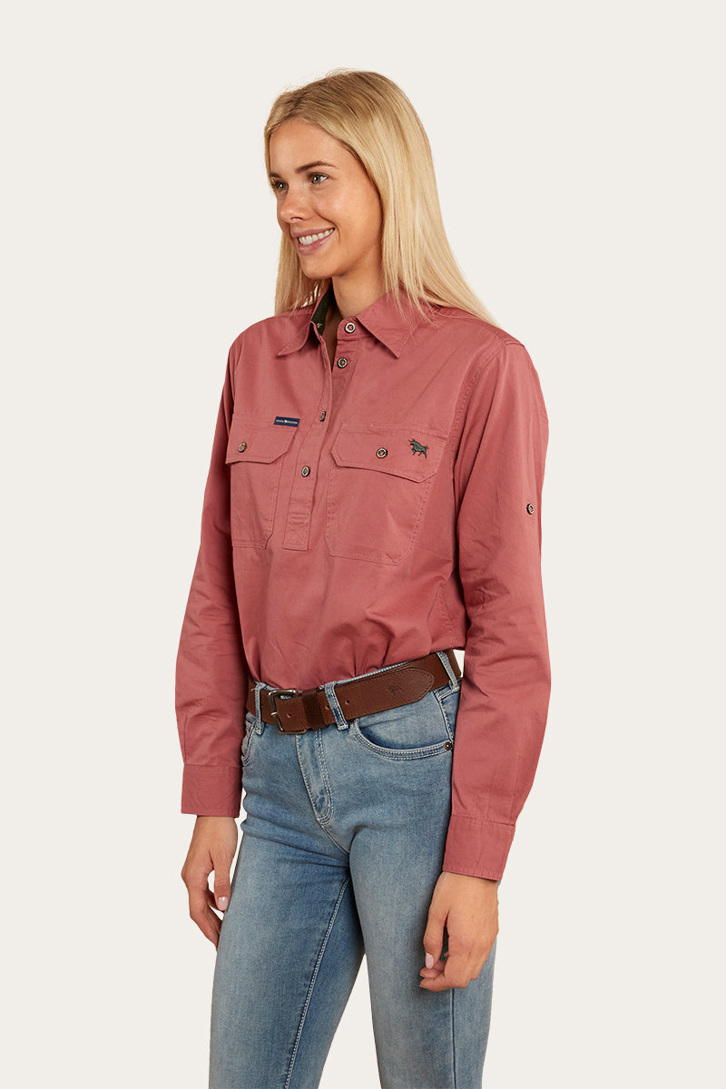 Ringers Western 
Pentecost River Womens Half Button Work Shirt - Dusty Rose