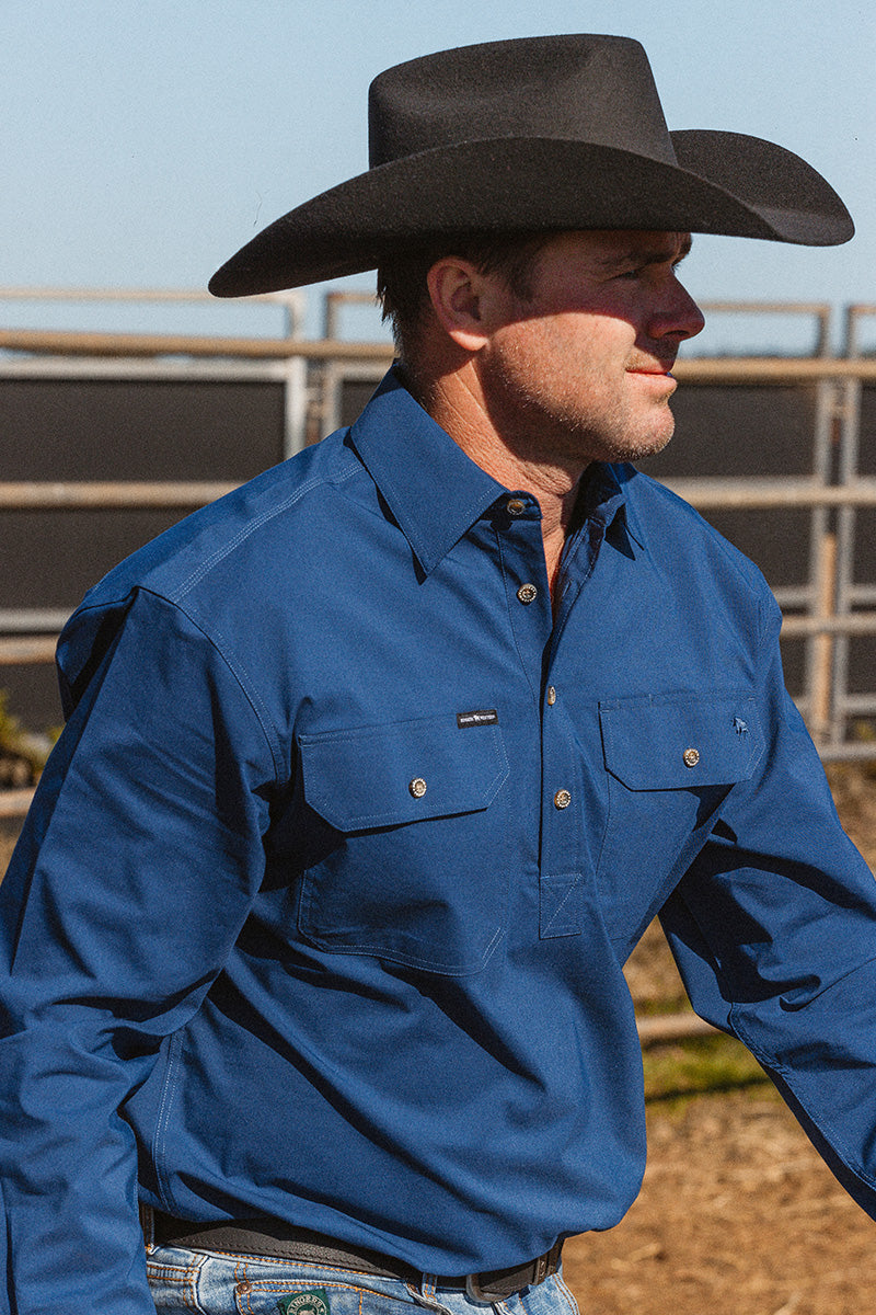 Ringers Western King River Mens Half Button Coolmax Work Shirt