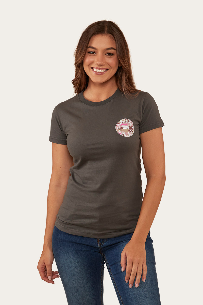 Ringers Western 
Signature Bull Womens Classic Fit T-Shirt - Vintage Black/Pink Camo