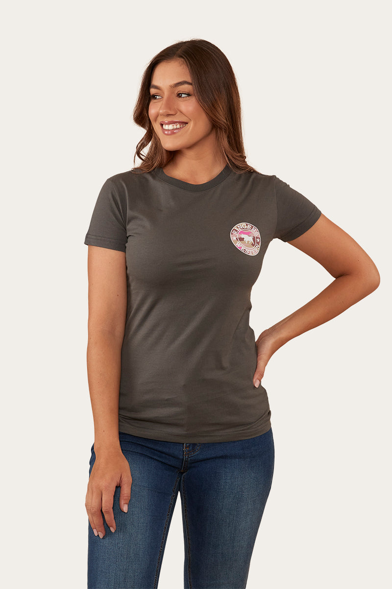 Ringers Western 
Signature Bull Womens Classic Fit T-Shirt - Vintage Black/Pink Camo