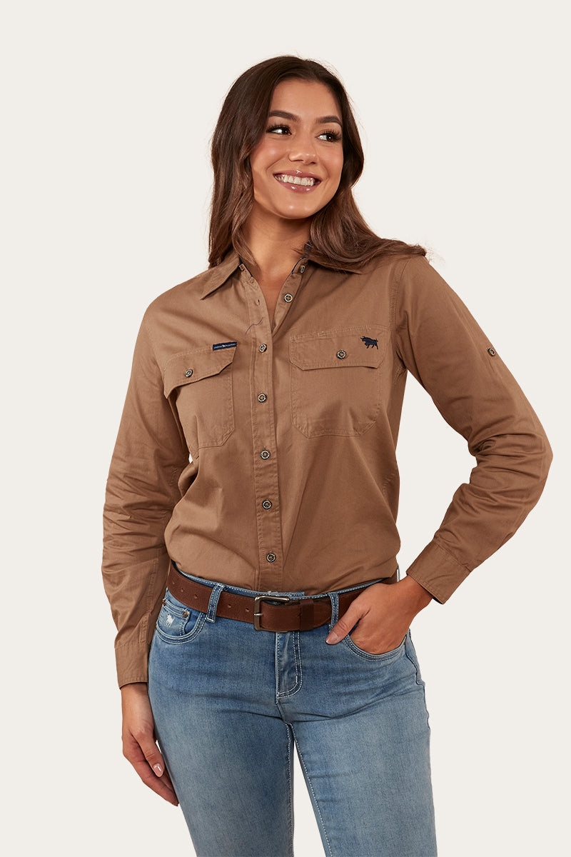 Ringers Western 
Pentecost River Womens Full Button Work Shirt - Clay