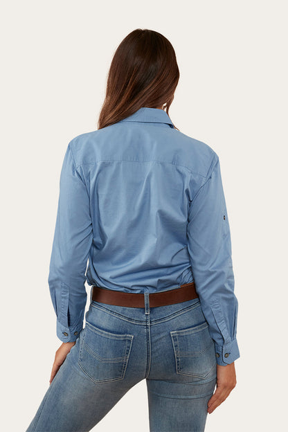 Ringers Western Pentecost River Womens Full Button Work Shirt - Denim Blue
