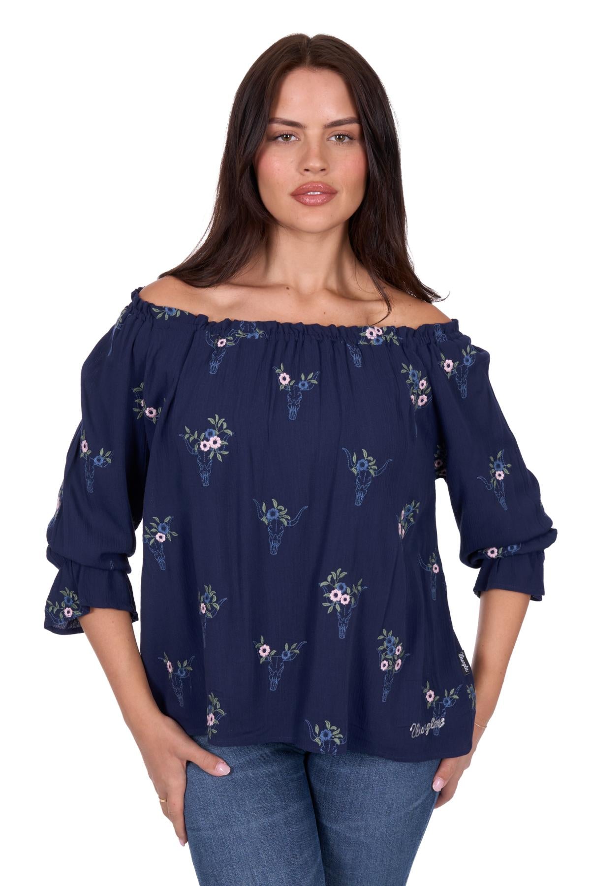 Camilla 3/4 Sleeve Blouse - Navy