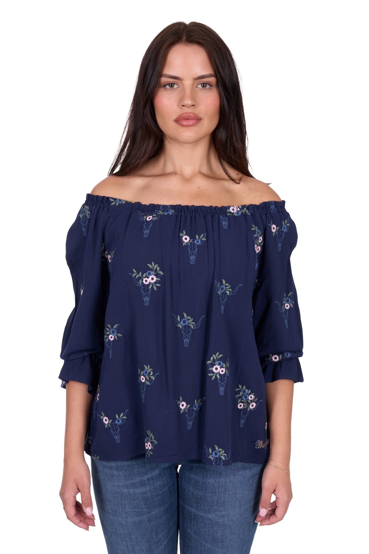 Camilla 3/4 Sleeve Blouse - Navy