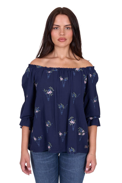 Camilla 3/4 Sleeve Blouse - Navy