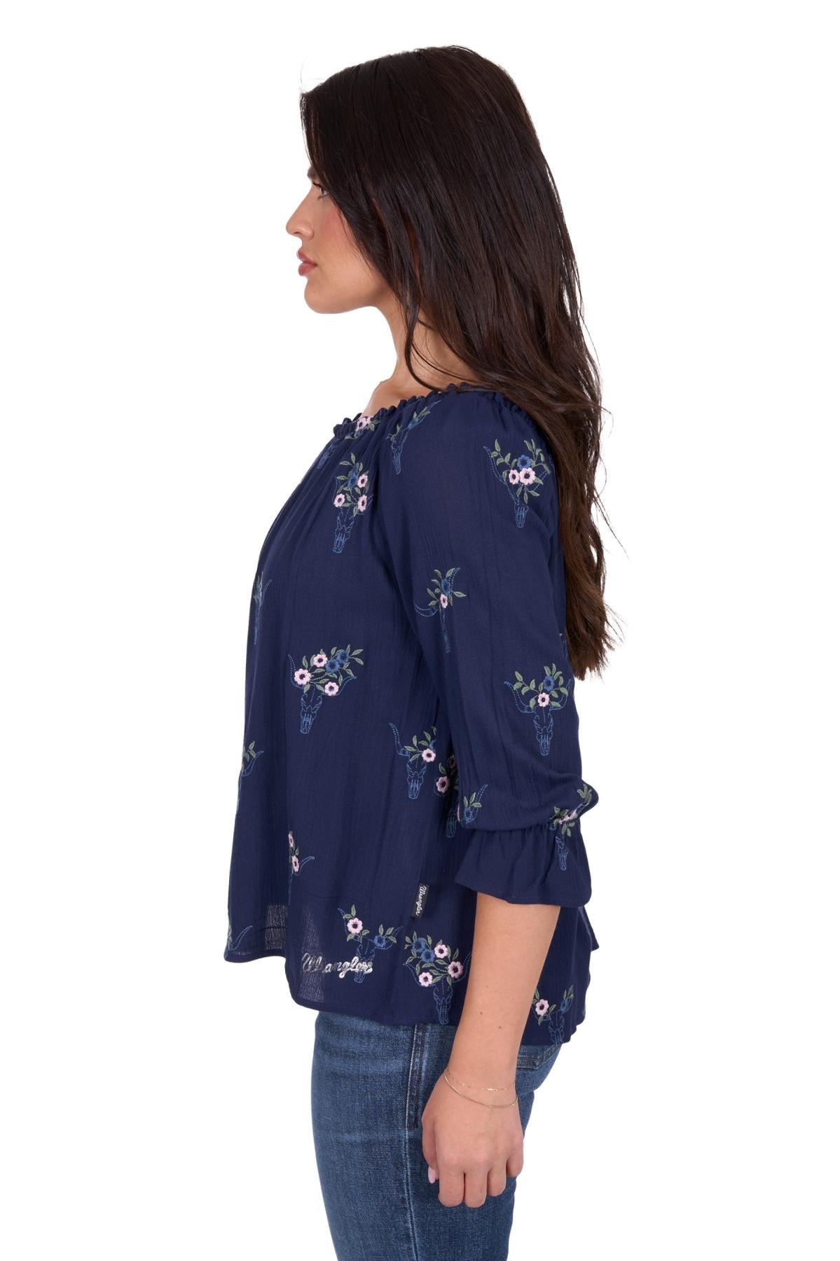 Camilla 3/4 Sleeve Blouse - Navy