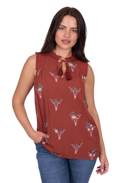 Krissy Sleeveless Blouse - Rust