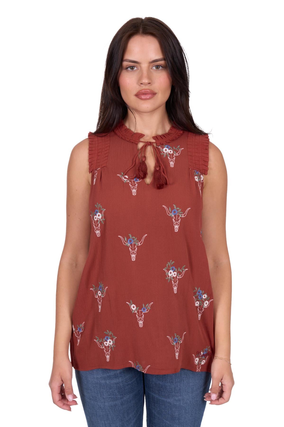 Krissy Sleeveless Blouse - Rust