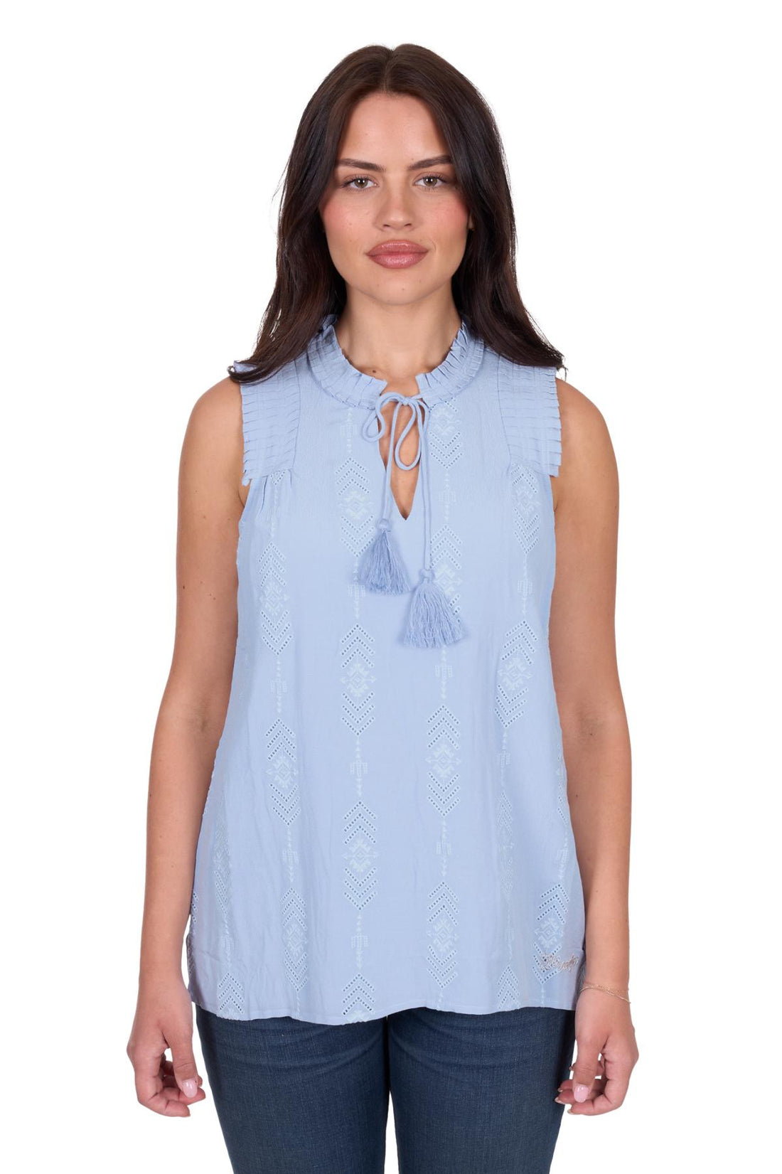 Simone Sleeveless Blouse - Light Blue