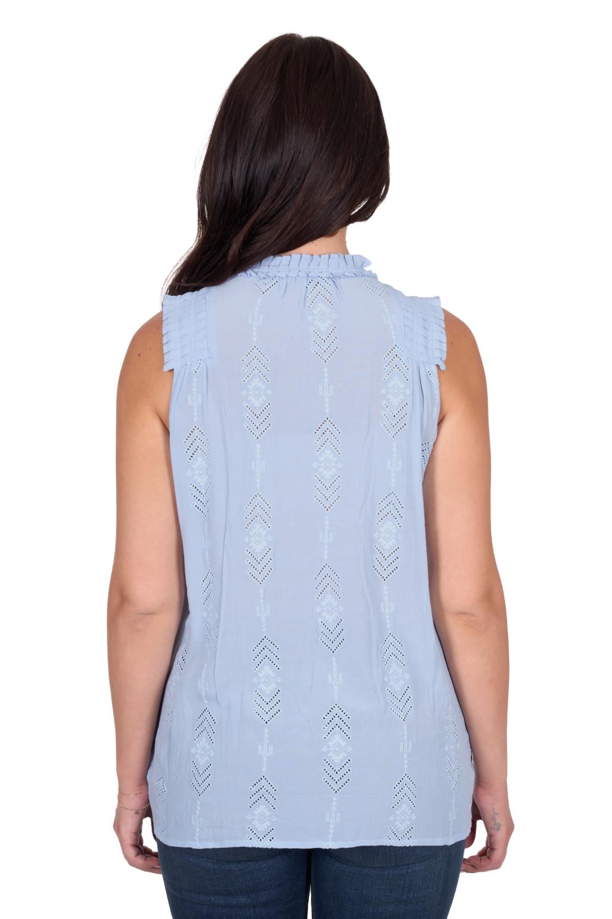Simone Sleeveless Blouse - Light Blue