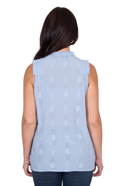 Simone Sleeveless Blouse - Light Blue