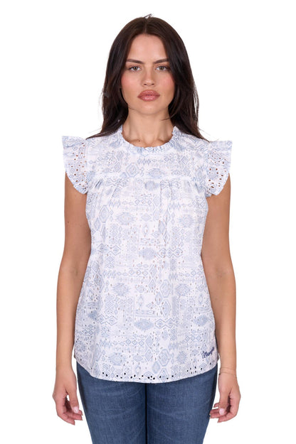 Harlow Sleeveless Blouse - Blue