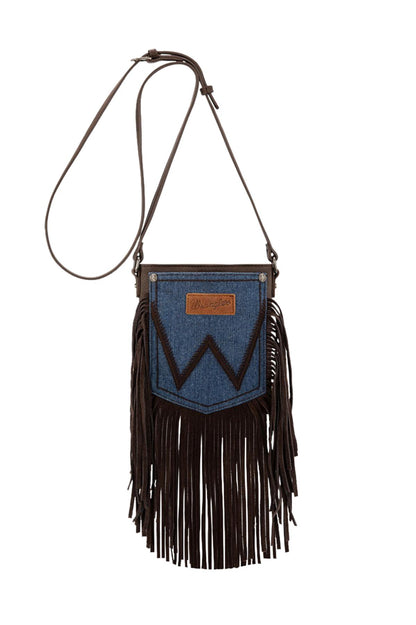 Wrangler Denim Pocket Fringe Bag - Chocolate