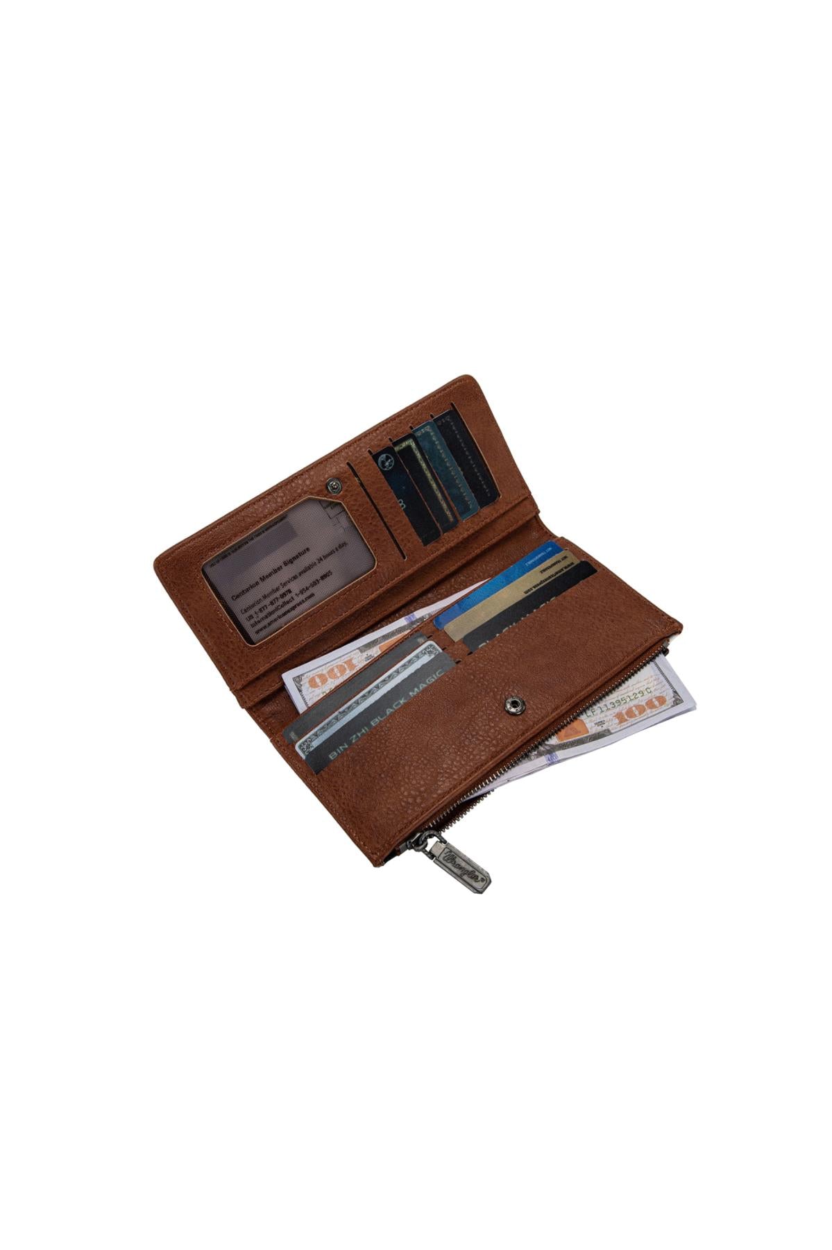 Wrangler Cow Print Slim Wallet - Tan