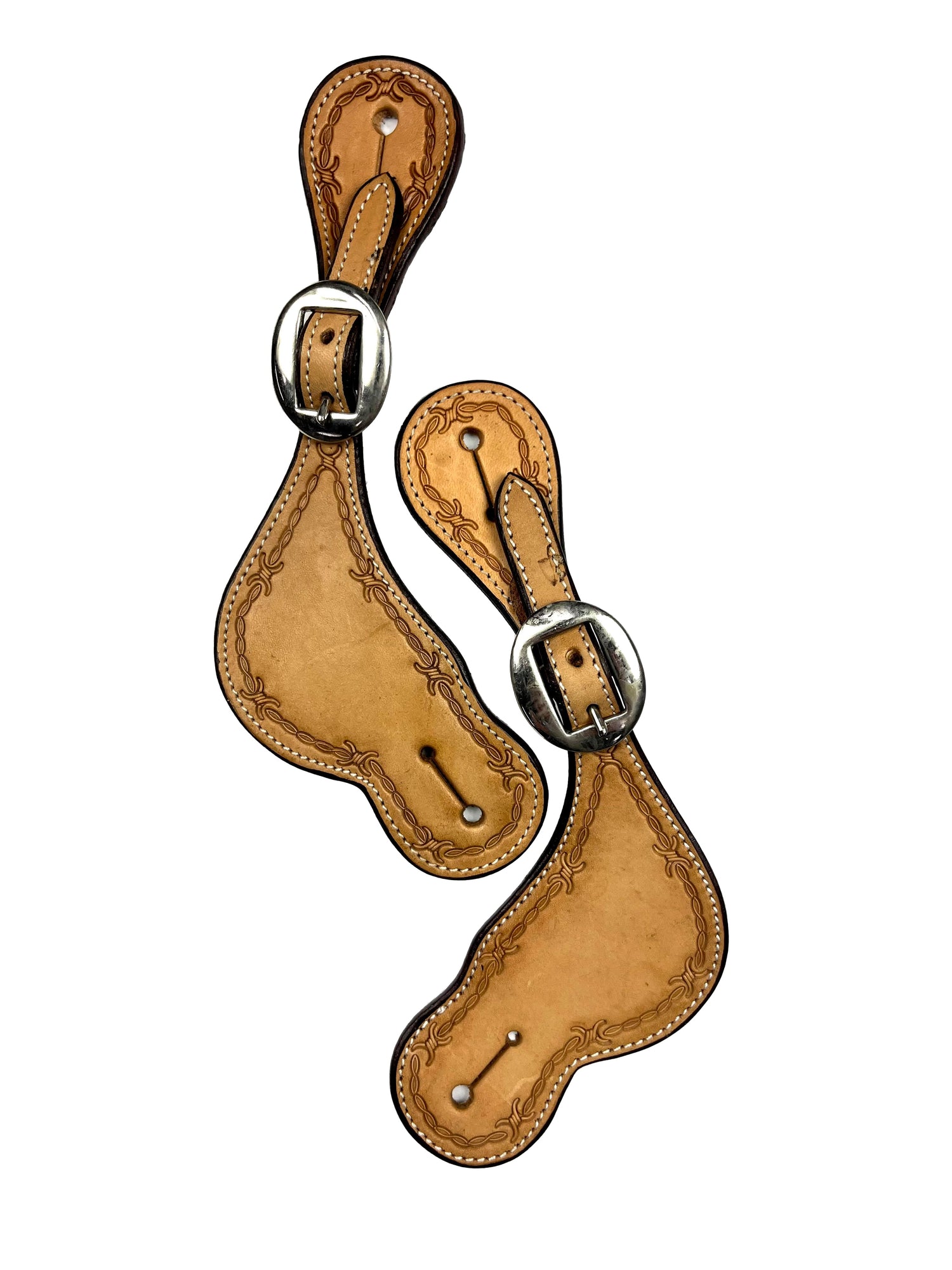 Ezy Ride Spur Strap Shaped with Barbwire Stamping Natural