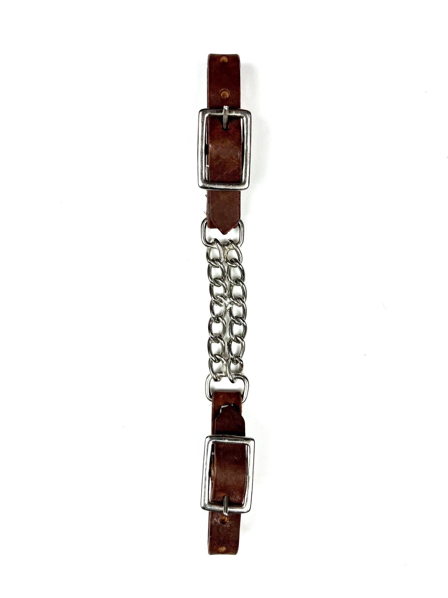 Ezy Ride Curb Strap Double Chain Tan Harness Leather Ends