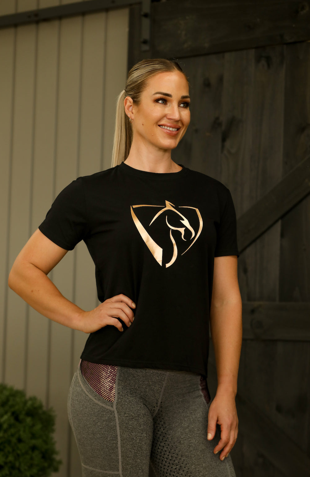 BARE Equestrian Black &amp; Rose Gold Logo T-Shirt - 2