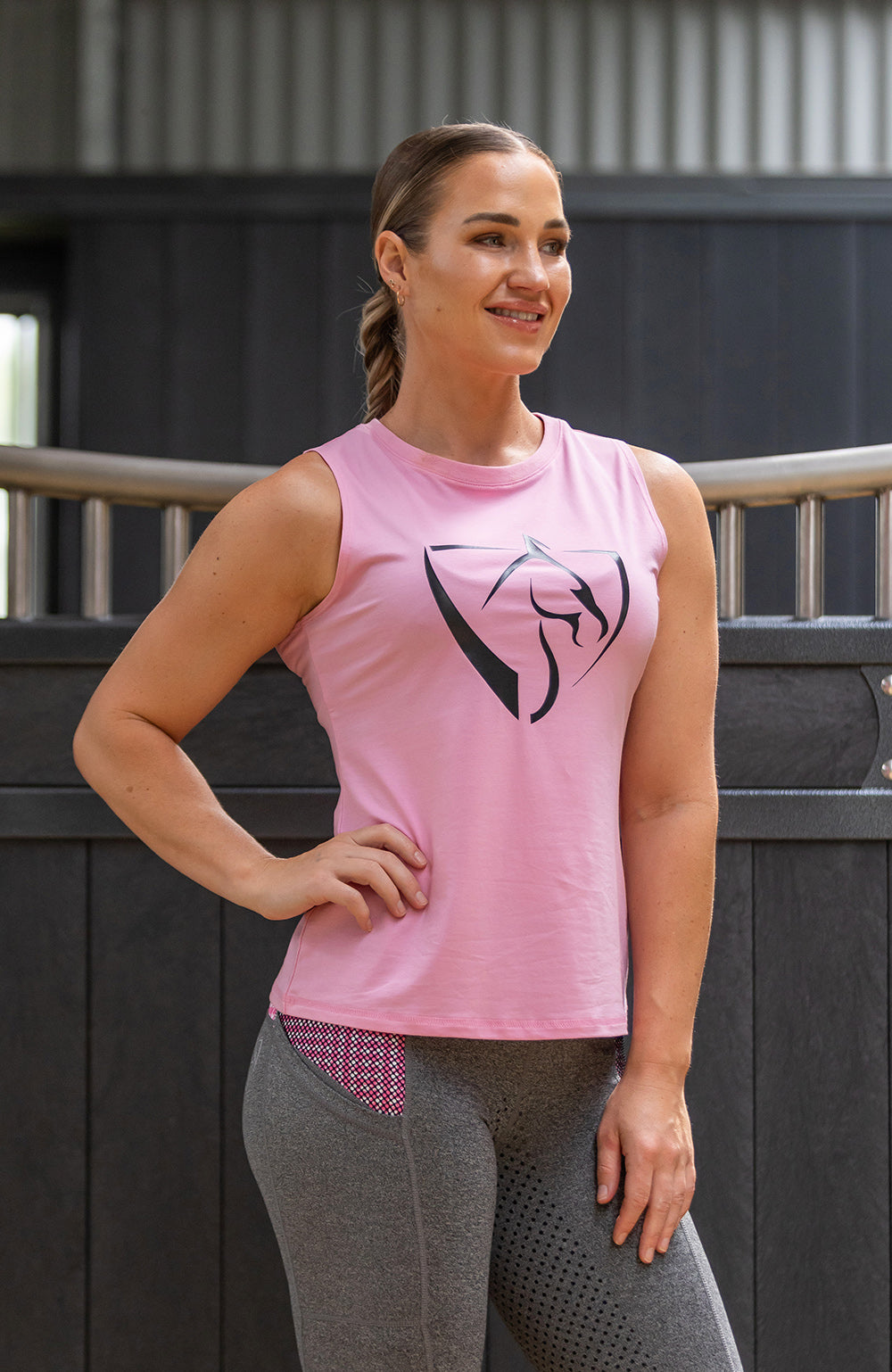 BARE Equestrian Black Logo Tank Top