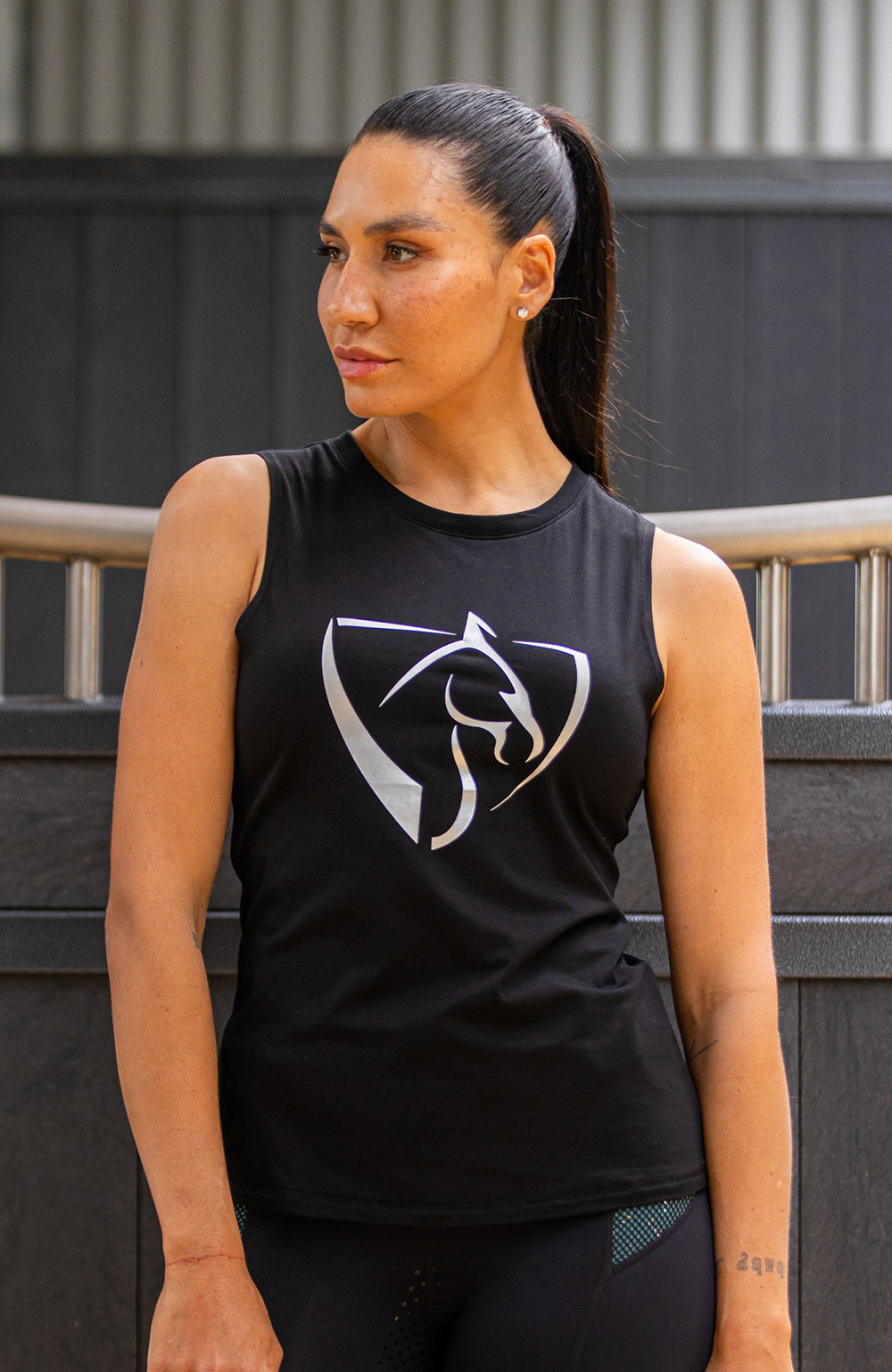 BARE Equestrian Silver Logo Tank Top