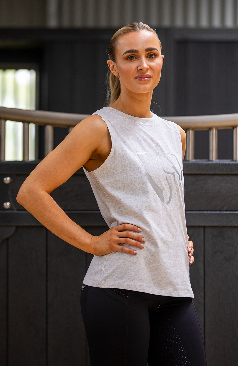 BARE Equestrian Youth Silver Logo Tank Top - 5