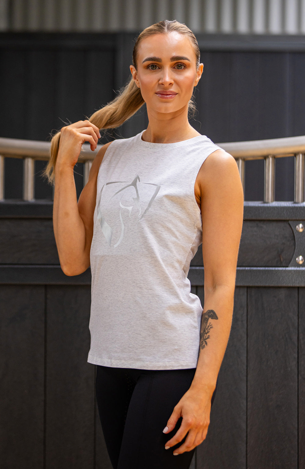 BARE Equestrian Youth Silver Logo Tank Top - 6