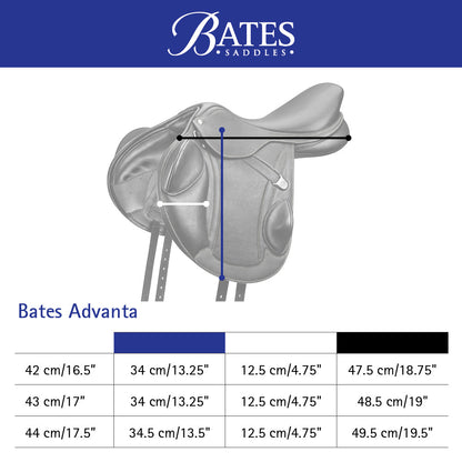 Bates Advanta Jump Saddle - Size Chart