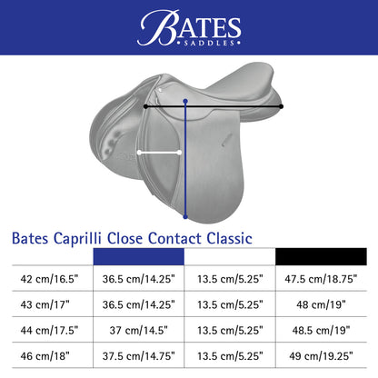 Bates Caprilli Close Contact Classic Jump Saddle - Measurements