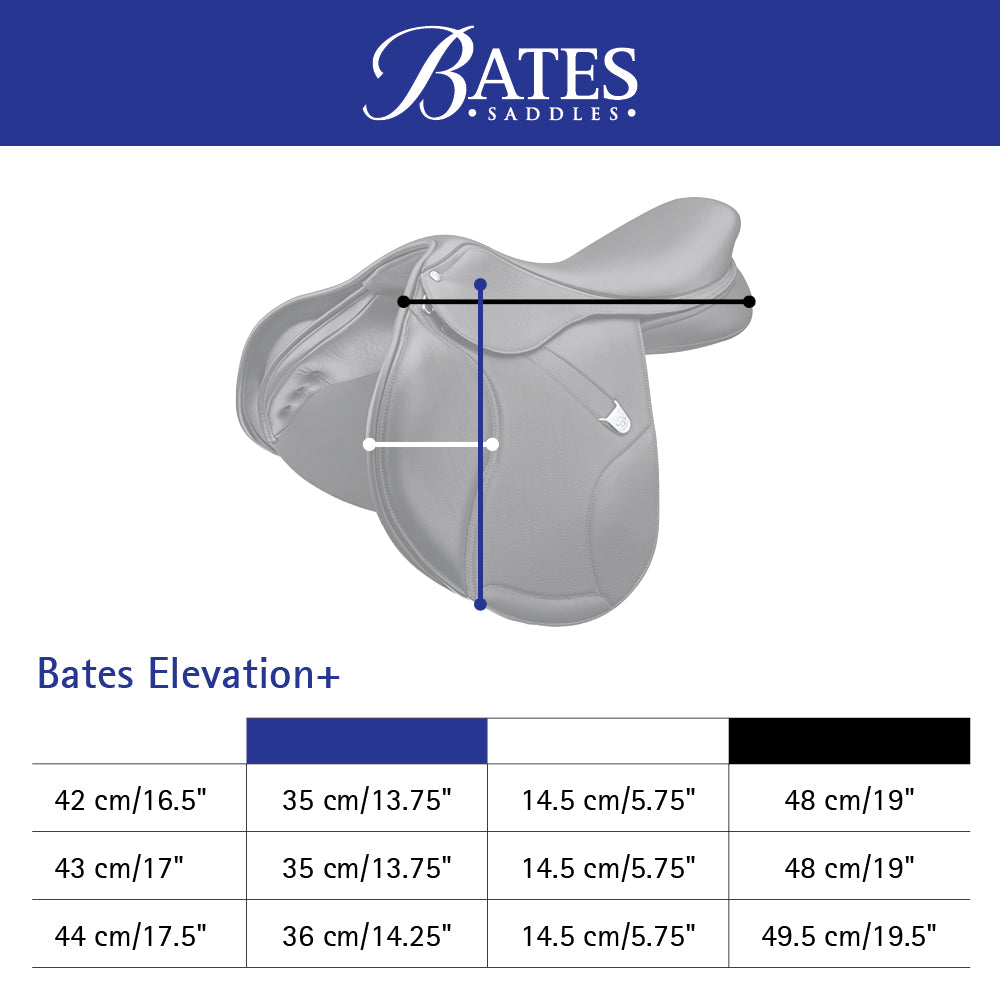 Bates Elevation DS+ Deep Seat Jump Saddle - Measurements