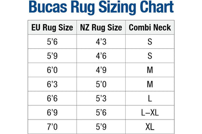 Bucas Rug Irish Black 1200D Neck - Chart