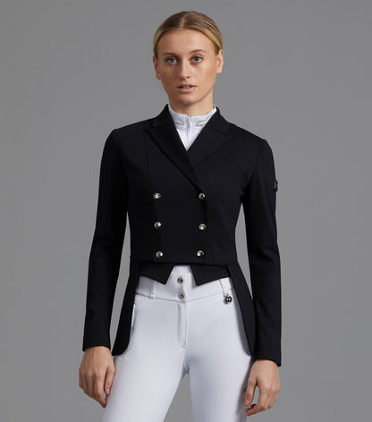 Description:Capriole Ladies Short Tail Dressage Jacket_Colour:Black_Position:1