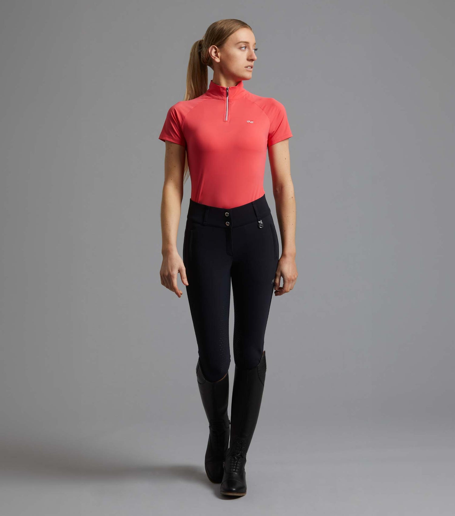 Description:Carapello Ladies Full Seat Gel Riding Breeches_Colour:Navy_Position:1