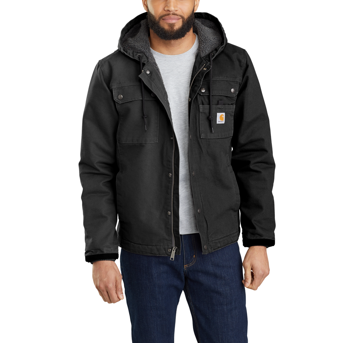 Carhartt Bartlett Washed Duck Jacket - Black Front