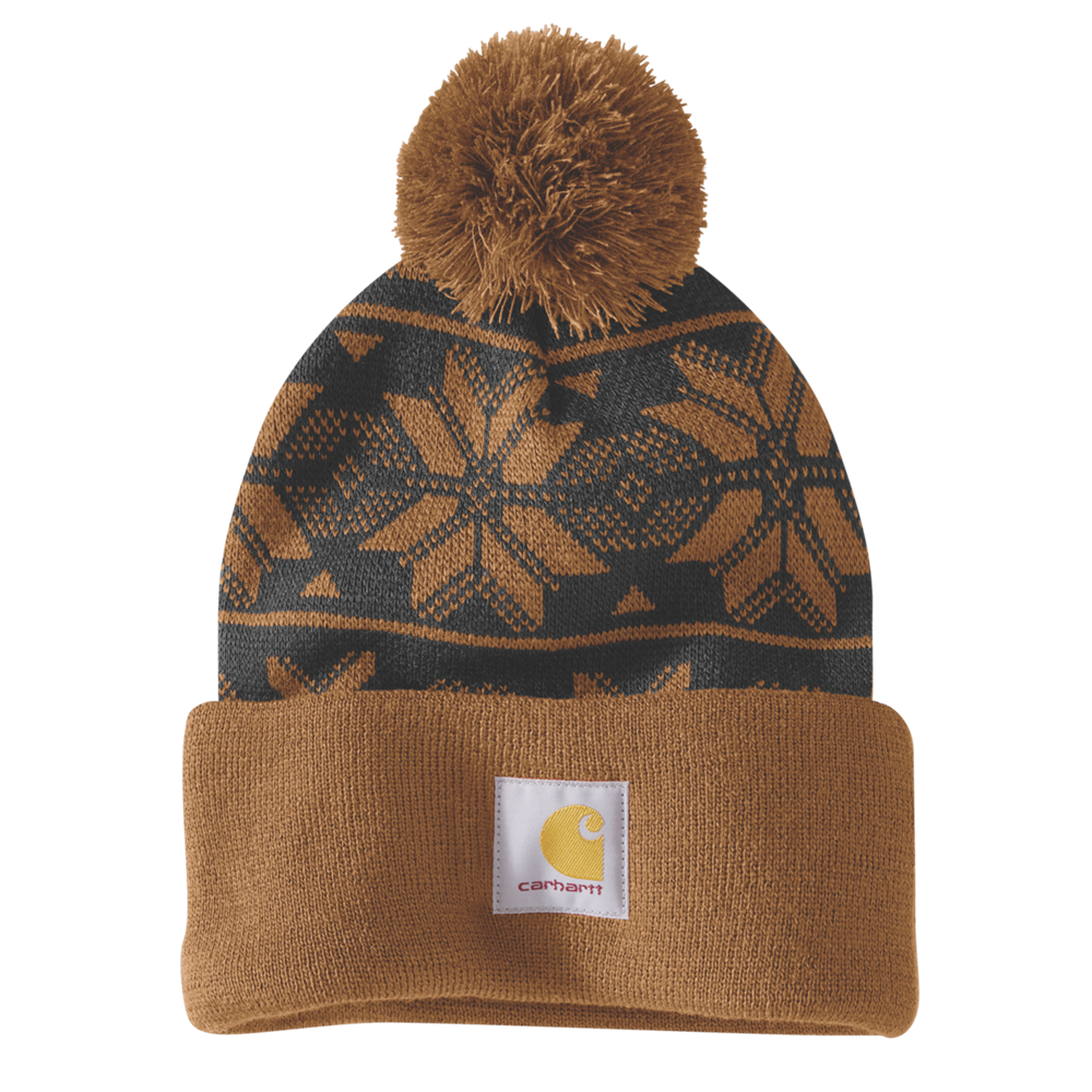 Carhartt Knit Pom Jacquard Beanie - Carhartt Brown