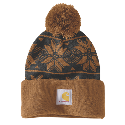 Carhartt Knit Pom Jacquard Beanie - Carhartt Brown