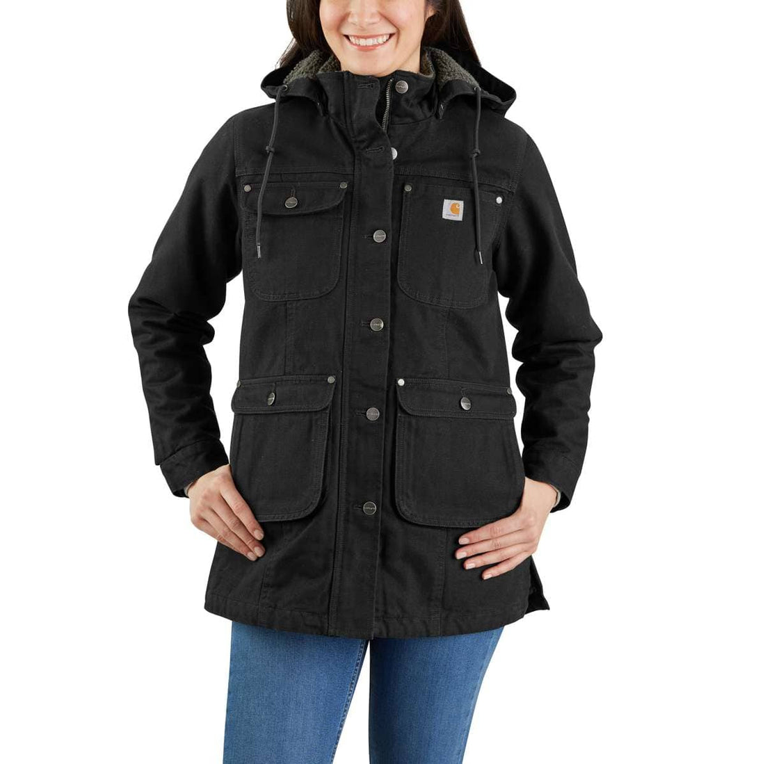 Carhartt Womens Loose Fit Weathered Duck Coat - Black