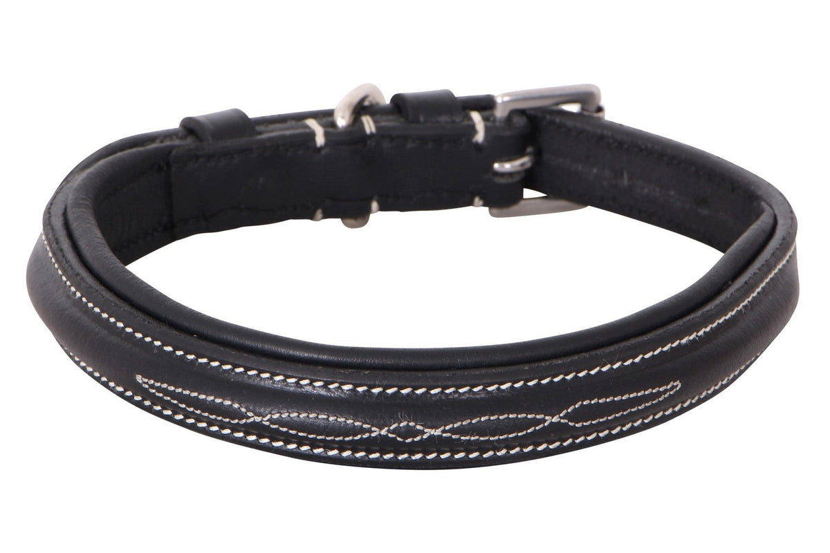 Cavallino Raised Stitched Dog Collar - Black