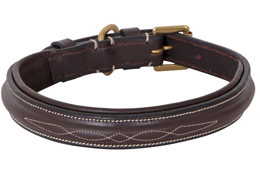 Cavallino Raised Stitched Dog Collar - Brown
