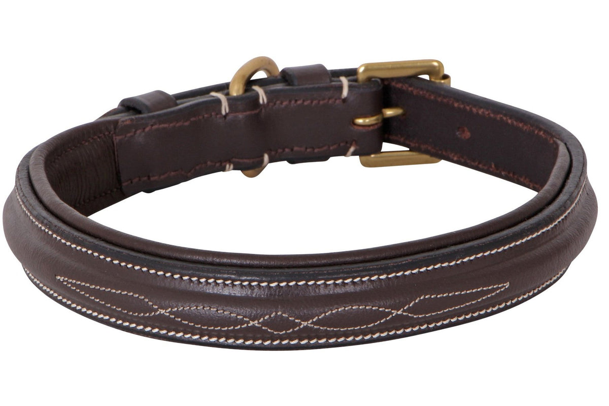 Cavallino Raised Stitched Dog Collar - Brown