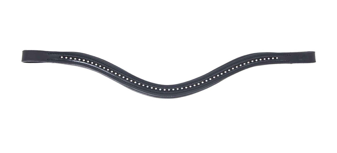 Cavallino Shaped Fine Silver Diamante Browband - Black