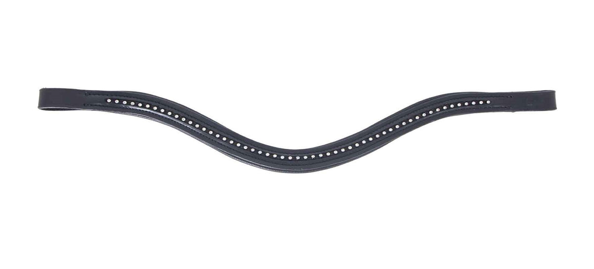 Cavallino Shaped Fine Silver Diamante Browband - Black