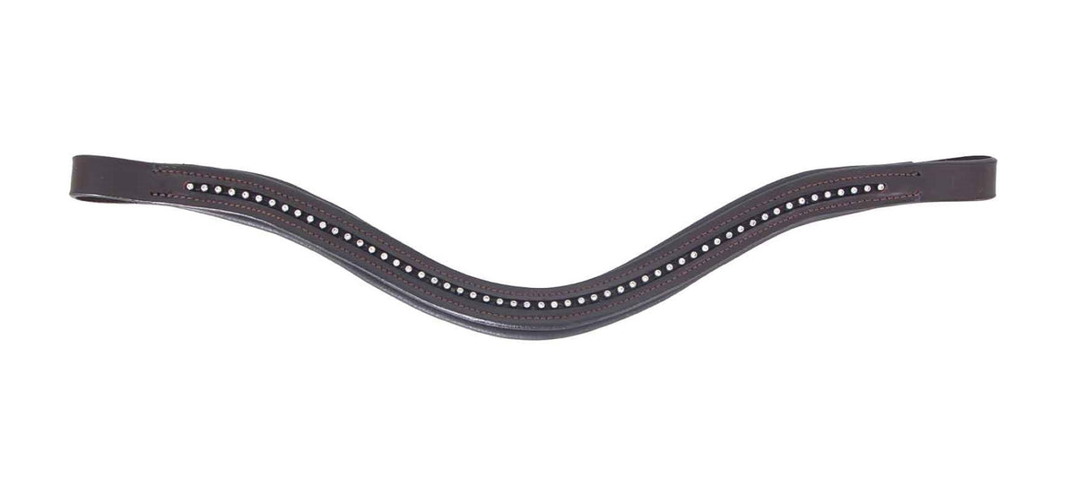 Cavallino Shaped Fine Silver Diamante Browband - Brown