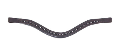 Cavallino Shaped Fine Silver Diamante Browband - Brown