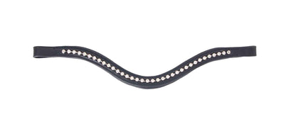 Cavallino Shaped Large Silver Diamante Browband - Black