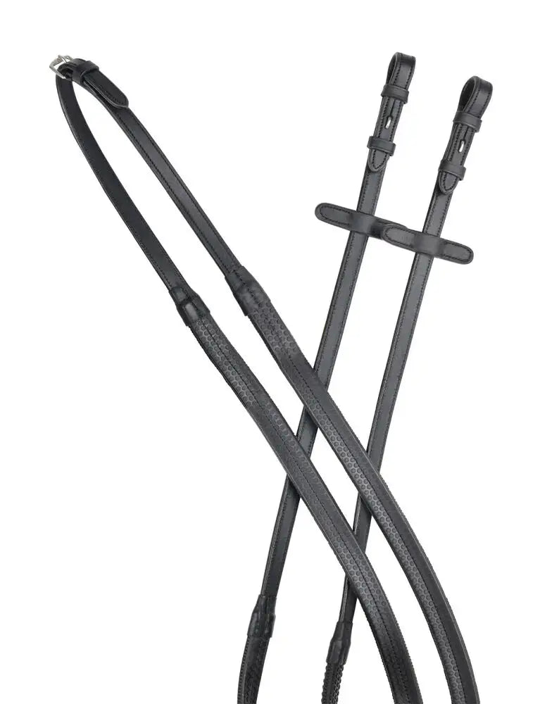 Collegiate ComFiTec Opulux Plain Flat Rubber Reins - Black