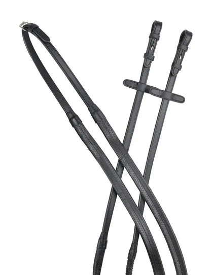 Collegiate ComFiTec Opulux Plain Flat Rubber Reins - Black