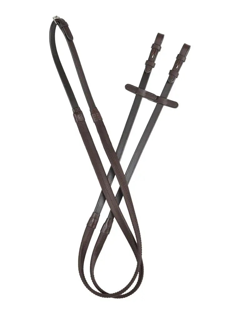 Collegiate ComFiTec Opulux Plain Flat Rubber Reins - Brown