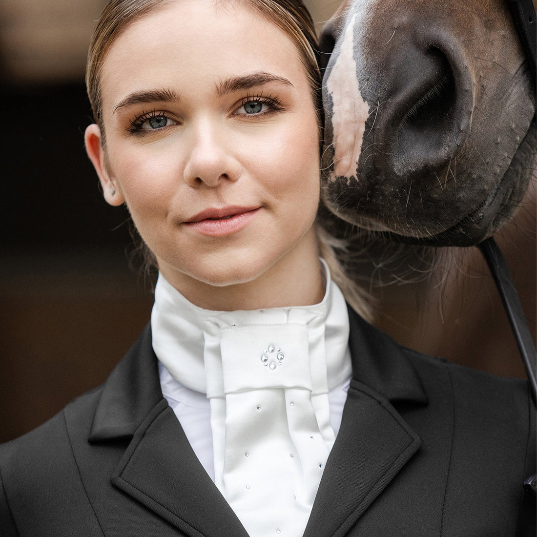 Ladies Stock White with Crystals