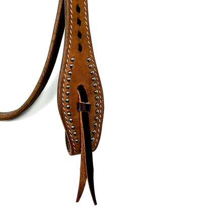 Ezy Ride Bridle Shaped Brow with Lace and Dots Harness Leather