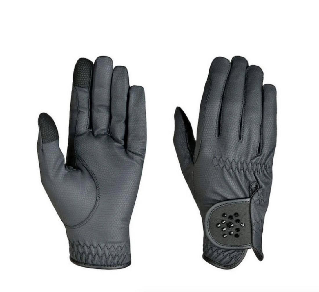 Dublin Everyday Touch Screen Compatible Bling Riding Gloves - Black