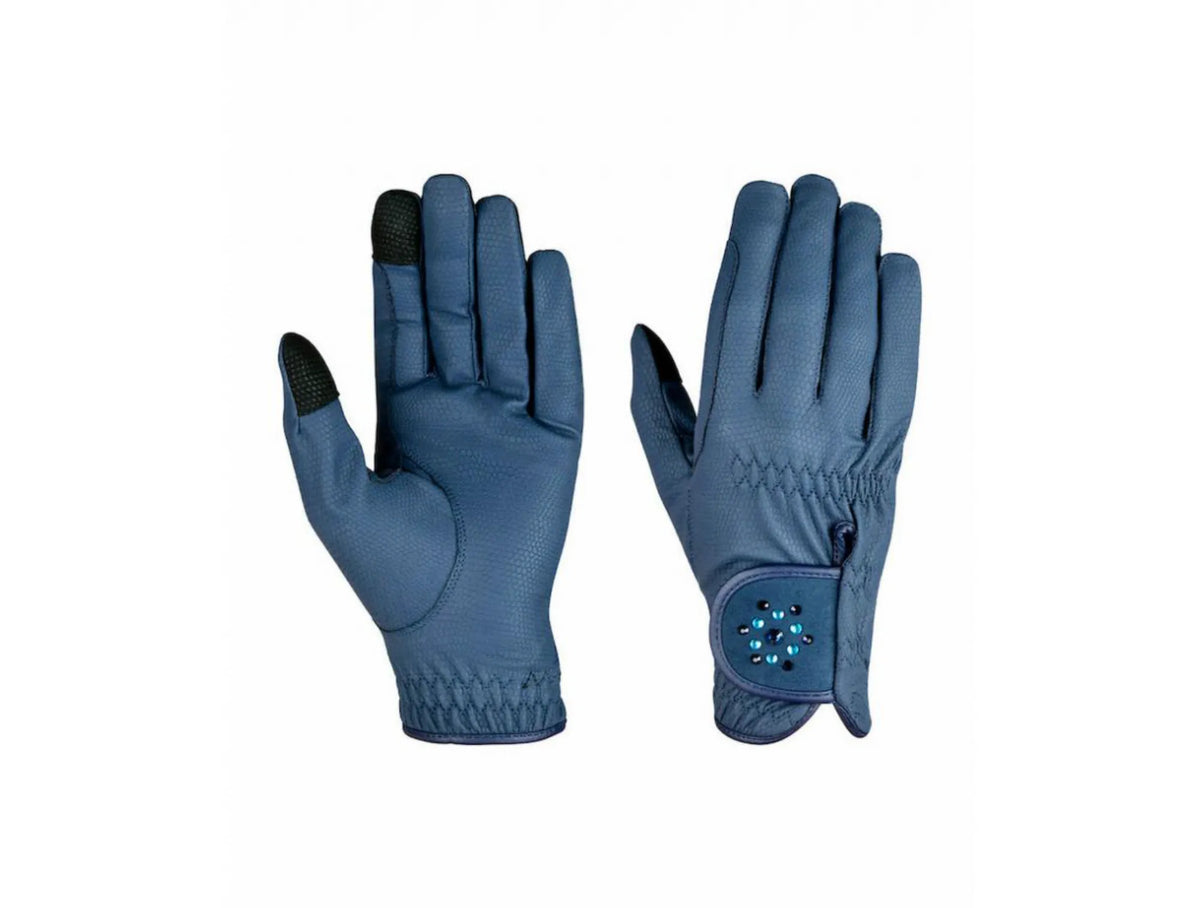 Dublin Everyday Touch Screen Compatible Bling Riding Gloves - Navy
